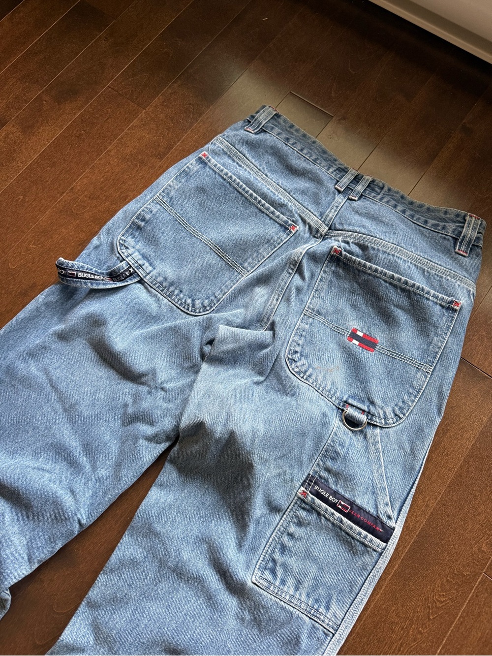 Vintage Bugle Boy Flag Baggy 90’s Embroidered Carpenter Cargo Denim Jeans
